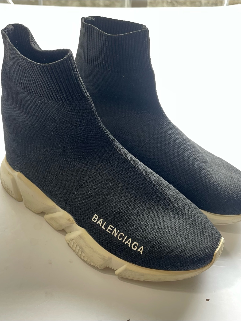 Balenciaga Speed Trainer Knit Sneakers Black White - Size Eu 38 / Us 8